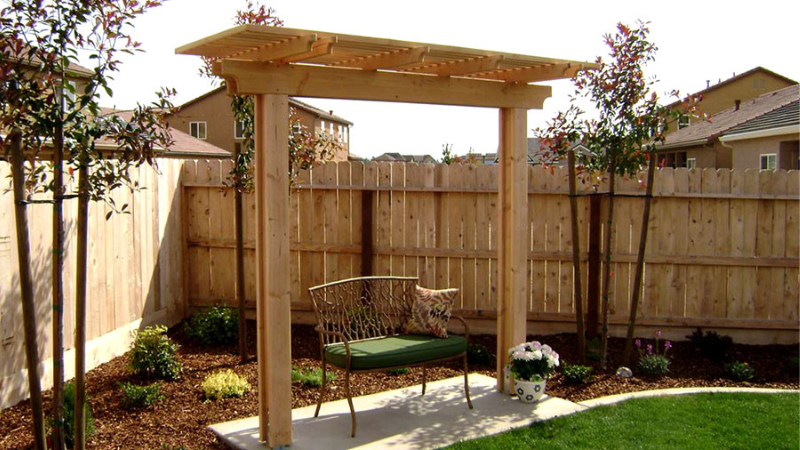 How much do arbors cost - backyard arbor on concrete to shade bench