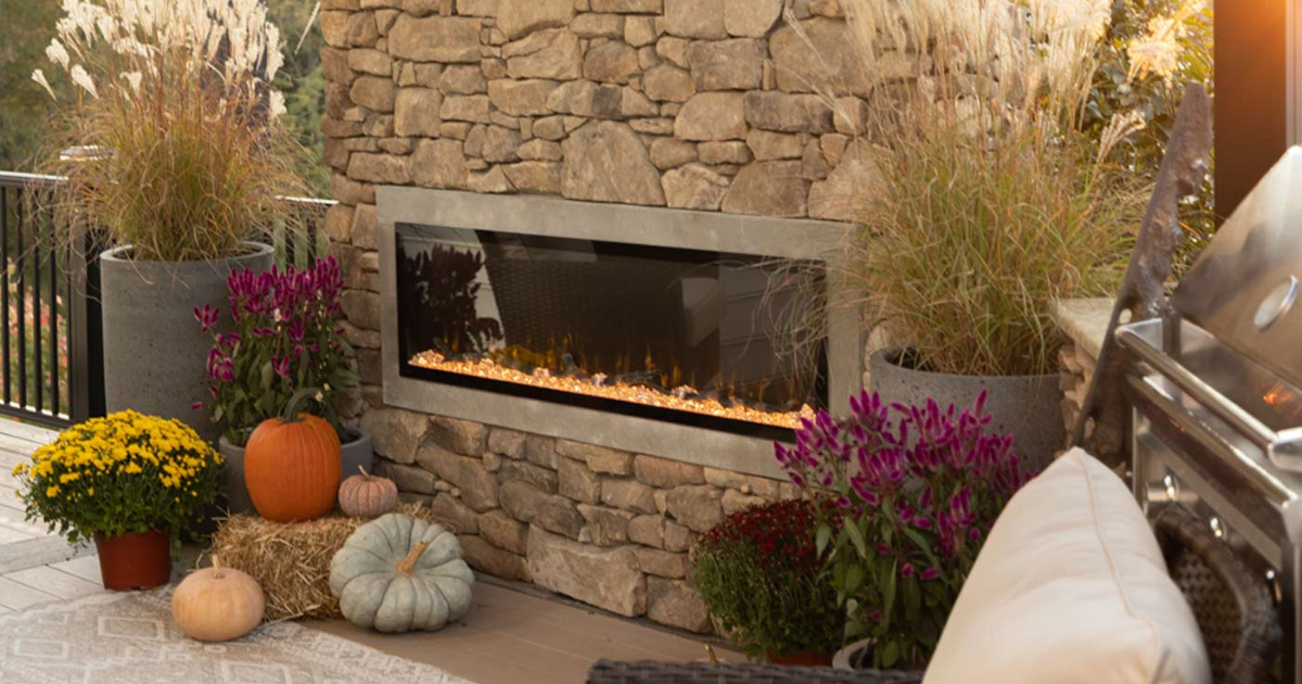 Pros and Cons of an Outdoor Electric Fireplace - image of Touchstone Sideline Outdoor/Indoor Electric Fireplace from Touchstone Home Products